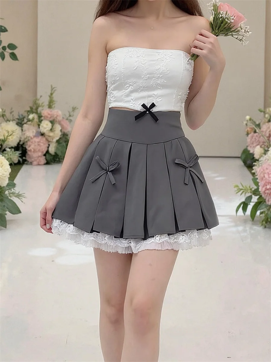 

Лоскутные мини-кружевные юбки Y2K, женская одежда, летняя хлопковая прямая пляжная курортная натуральная дышащая универсальная мягкая повседневная простая одежда