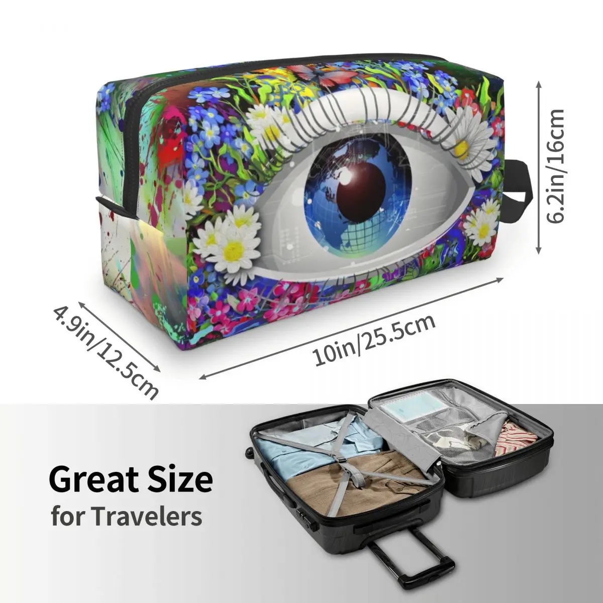 Custom Evil Eye Makeup Bag para Mulheres, Travel Cosmetic Organizer, Cute All Seeing Eye Art Storage Toiletry Bags