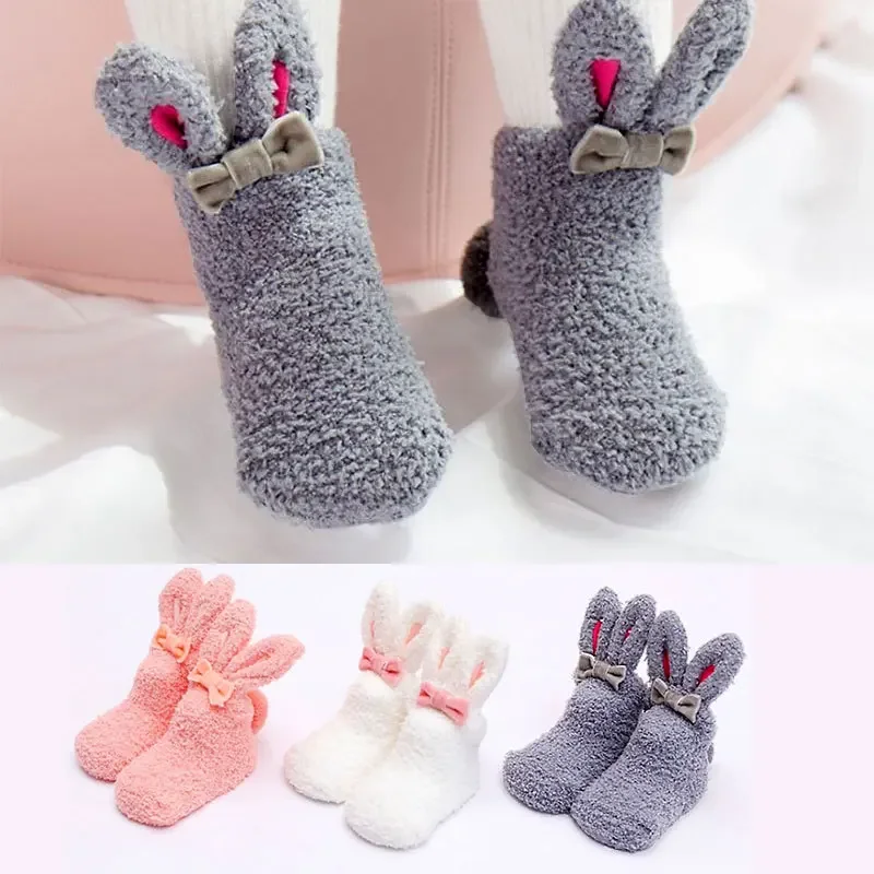 

Cute Rabbit Baby Socks Thick Warm Toddler White Autumn Winter PlushKnee High Baby Long Tube Socks Newborn Anti Slip Floor Socks