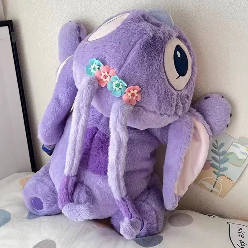 55/80cm Disney Anime Lovely Lilo and Stitch Purple Angel Soft Stuffed  Plush Doll Toys Throw Pillow Accompany Children Gift