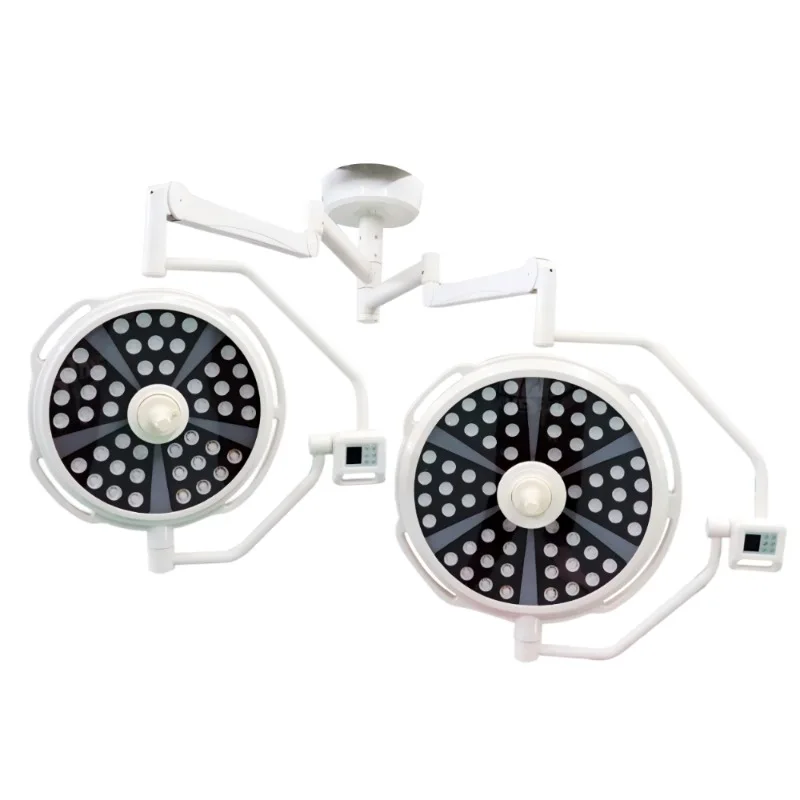 Medical Hospital Ceiling Mounted Double Heads Shadowless LED Surgical Light Electric 120000 Illumination 3000-6700K Color