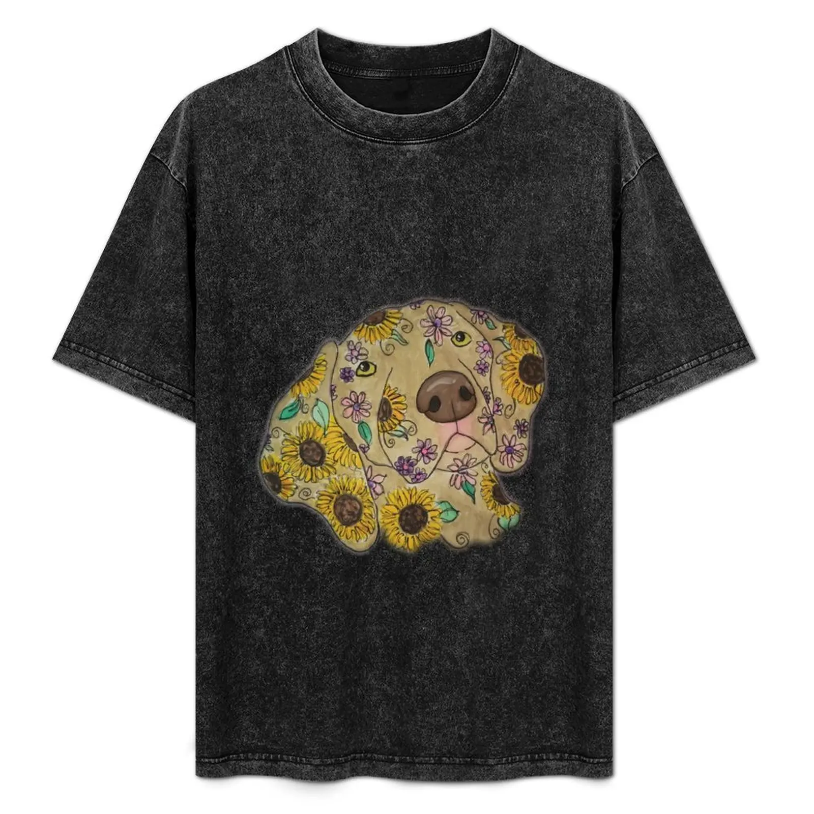 

Weimaraner with sunflowers T-Shirt custom t shirt tops vintage t shirts mens tall t shirts