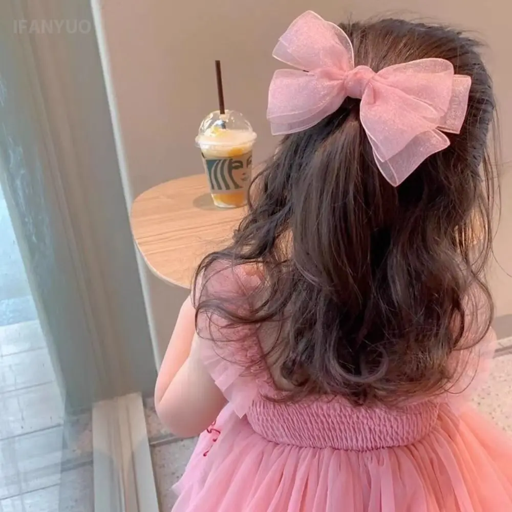 

Elegant Mesh Gauze Princess Bow Children's Hair Clip Cute Non-slip Baby Hairpins Solid Color Top Clips Hair Accessories
