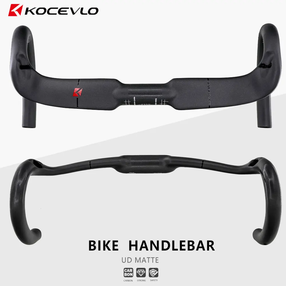 Kocevlo Carbon Fiber Bicycle Handlebar 31.8MM Reduce Resistance Bent Bar Strengthen Road Bike Parts Inner Routing UD Matte