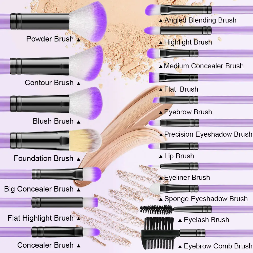 18 قطعة فرش ماكياج لينة رقيق فرشاة للمكياج مجموعة مستحضرات التجميل الأساس مسحوق عينيه كابوكي مزج أدوات التجميل للماكياج #5