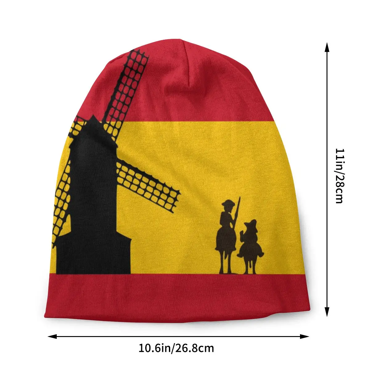 Custom Spanish Don Quixote Bonnet Femme Cool Knitted Hat For Women Men Warm Winter The Flag of Spain Beanies Caps