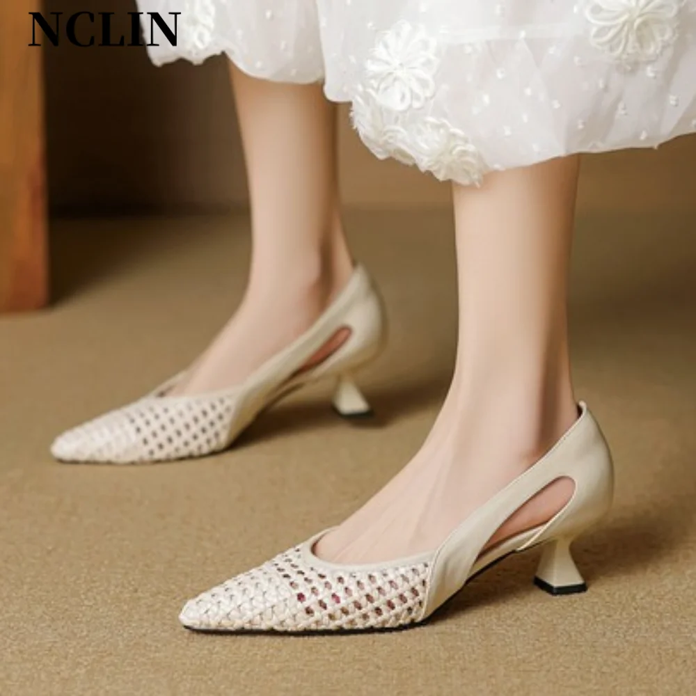 

Mujer Sexy Thin Heels Party Women's Pumps 2025 Summer Women Shoes Pointed Toe Fashion High Heel Comfortable Shallow Shoes White