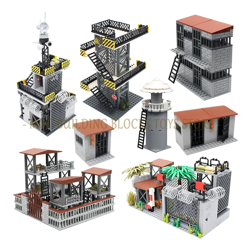 Military base prison scene MOC Building Blocks Bricks Architectural Design Compatible Accessories Toys