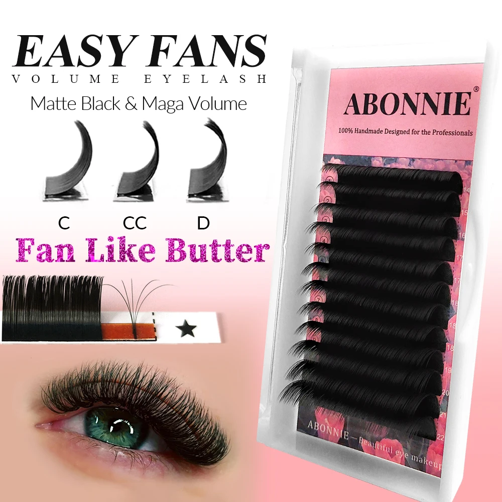 ABONNIE Cashmere Easy Fan Mega Volume Eyelash Extensions Pre-Bundled Fans Ultra Soft and Light Eyelash
