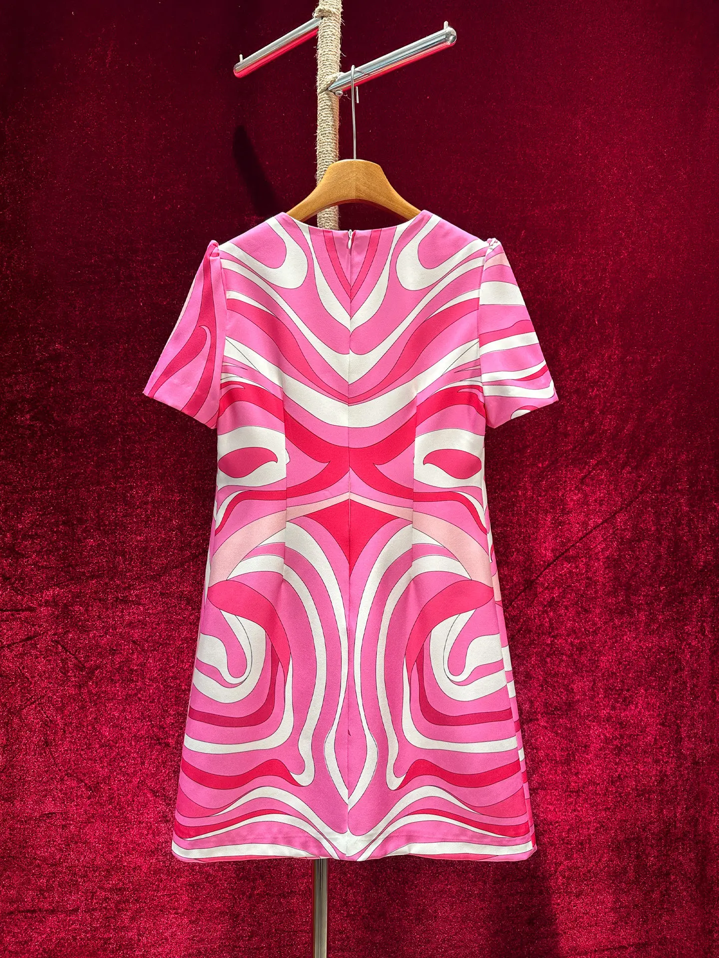 High Quality New Spring Summer Colorblock Luxury Beads Short Sleeve Women Dress Elegant O-neck Loose Waist Casual A-line Dress