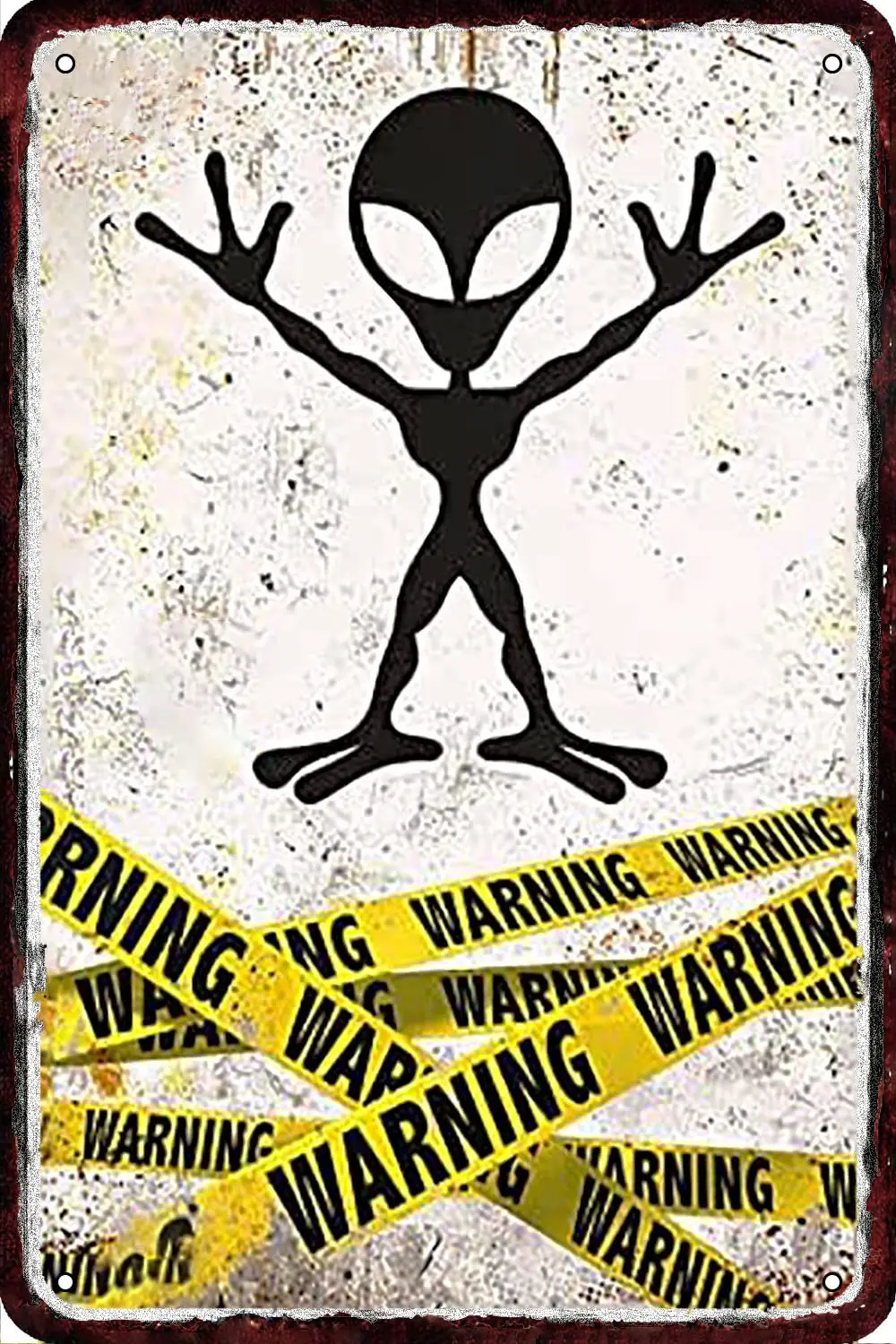 Warning Area 51 Metal UFO Vintage Metal tin Sign Wall Decor Retro Art Funny Decorations for Home Man Cave bedroom 8x12 Inch