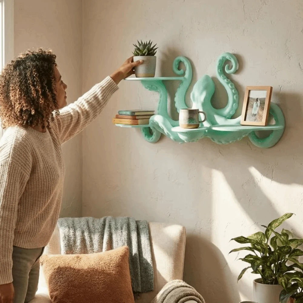 Creative 3D Printed Ocean Animal Shelf Decorative Space-Saving Display Shelf Floating Shelves Multi Layer Shelf Office