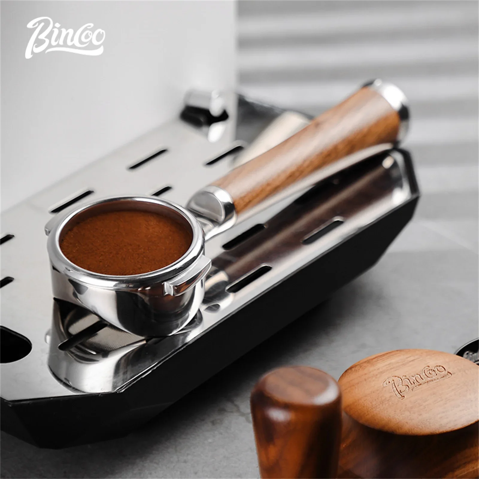 Bincoo Walnut Bottomless Handle, 58mm Espresso Accessory, Open Portafilter for Professional Extraction