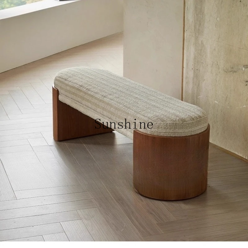

French retro bedroom end stool wabi wind living room simple fabric bench