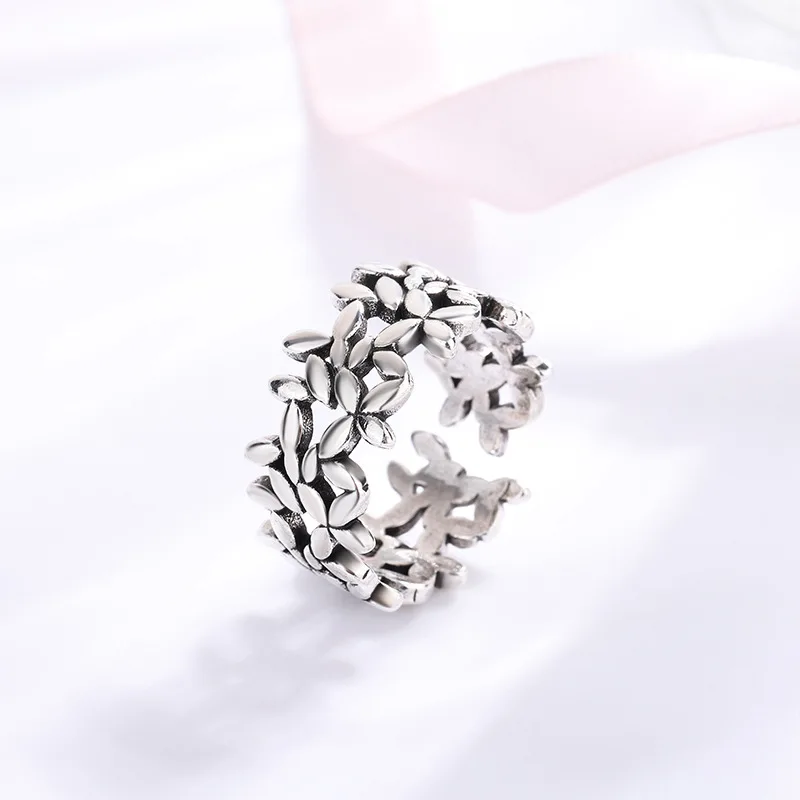 925 Sterling Silver Leaf Finger Rings For Women Jewelry Vintage Adjustable Anillos Accessories Birthday Gift Items