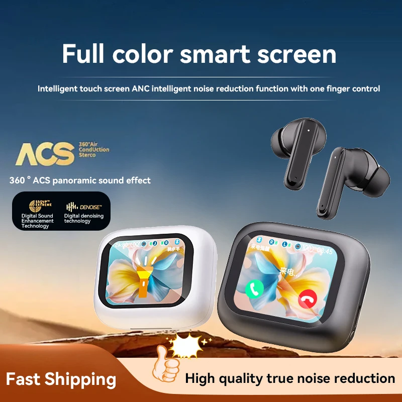 T9 Tws Wireless Earbuds Touch Control Lcd Colour Screen Earphone With Enc Noise Cancelling Super Bass Premium Sound Long Battery