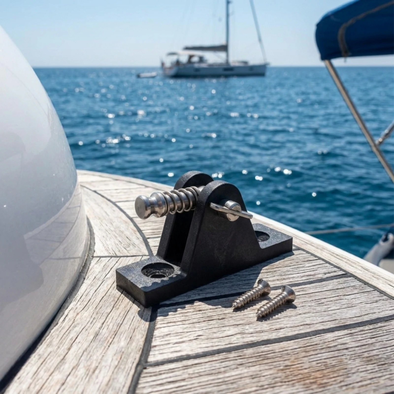 Marine Mounting Bracket Nylon Bracket with Pull Pin Black Compact for Boat Owners, Yacht Canopy, Awning Installation