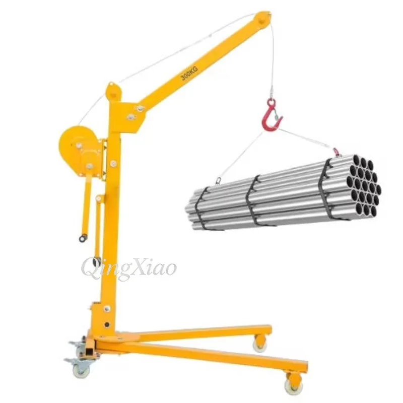 Industrial Portable Folding Manual Hoist Hand Winch With Double Self Locking For Home Use Small Mobile Crane Lifting Equipment