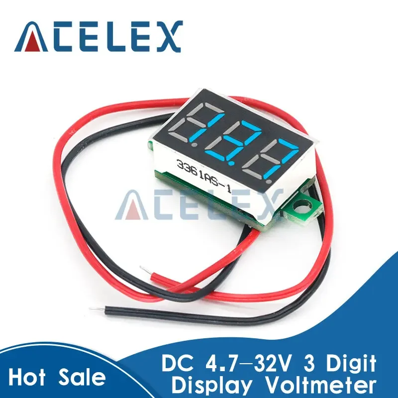 0.36 Inch 0.36'' DC 4.7-32V 3 Digit Display Voltmeter Mini LED Digital Panel Volt Voltage Meter Instrument Red/Blue/Gree