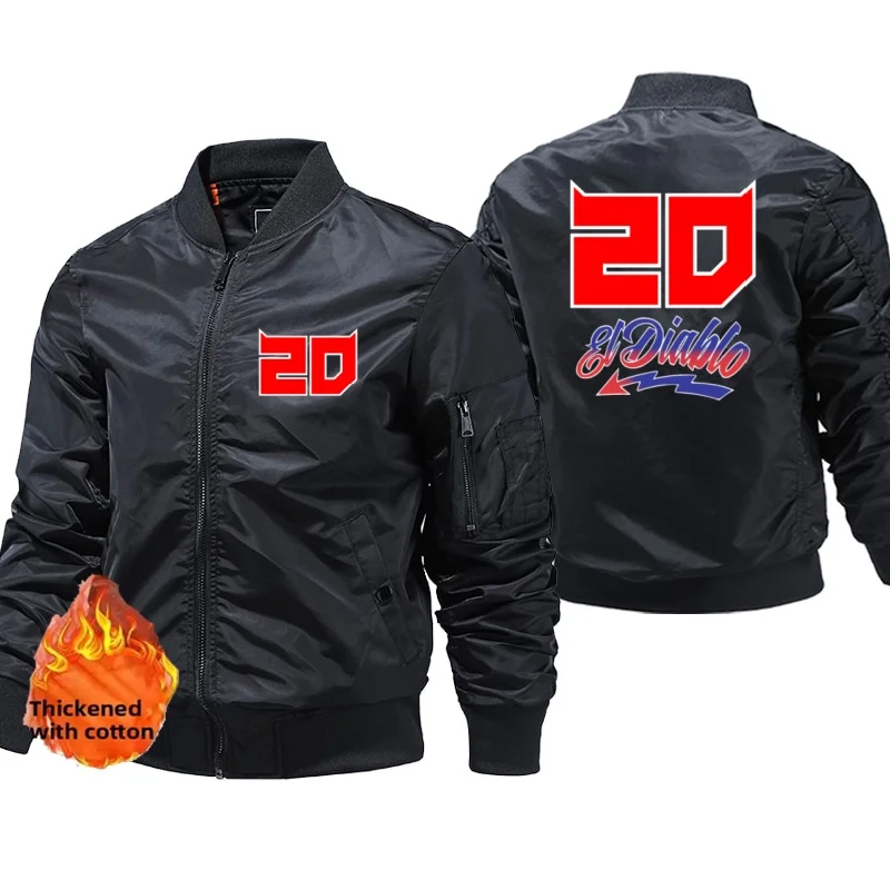 Men's Fabio Quartararo Motorcycle Rider Racing Zipper Bomber Jackets Thick Winter Windbreaker Jacket Pilot Coat Plus Size 5XL