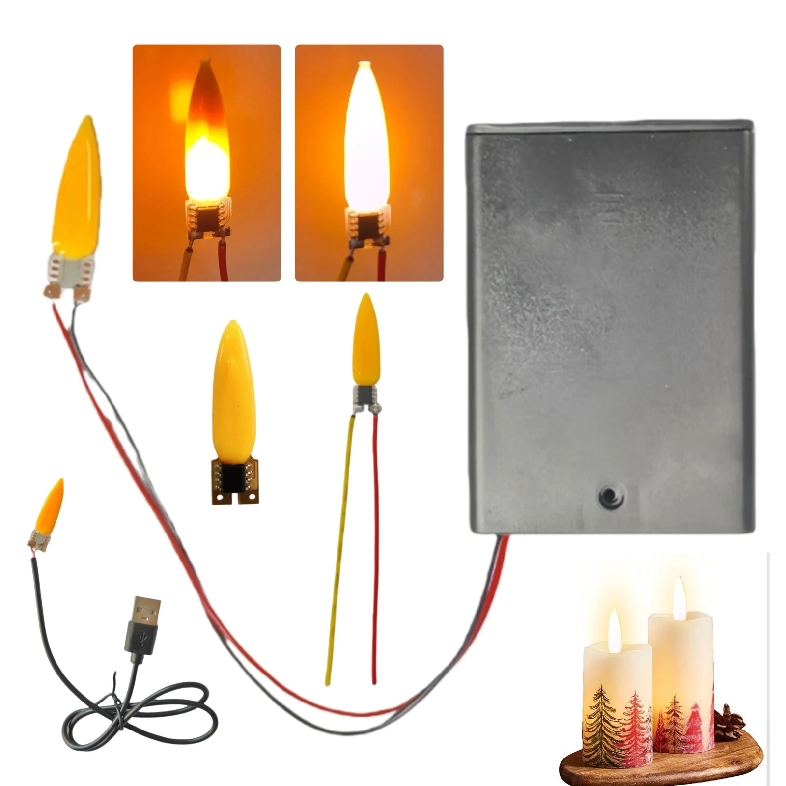 

Светодиодные лампы-свечи с эффектом мерцающего пламени, 3В-5В, 2 режима, диодные лампы-аксессуары для декора на Хэллоуин и Рождество