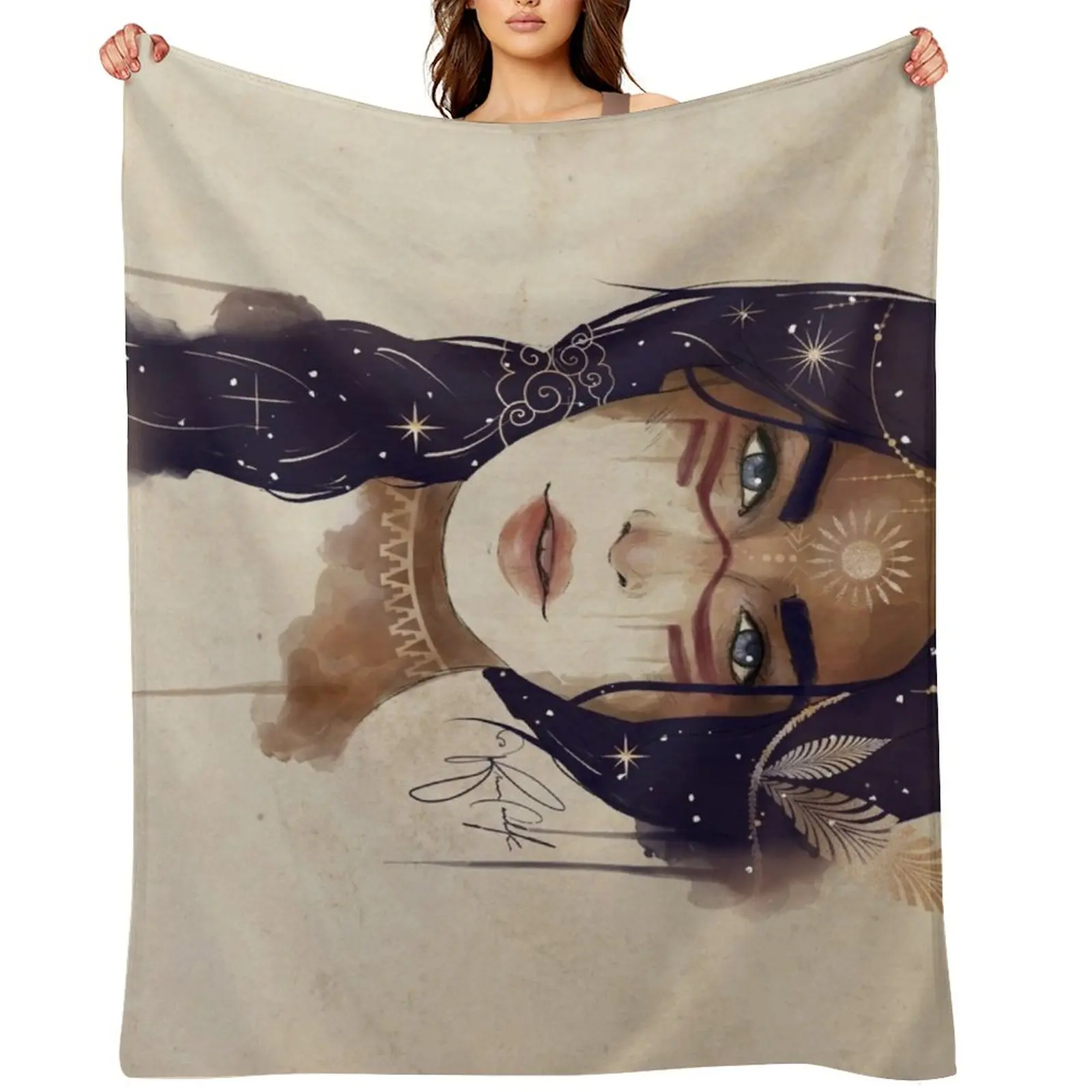 

Sun Warrior - Celestial Goddess Throw Blanket Sofas Decorative Sofa Flannel warm winter Blankets