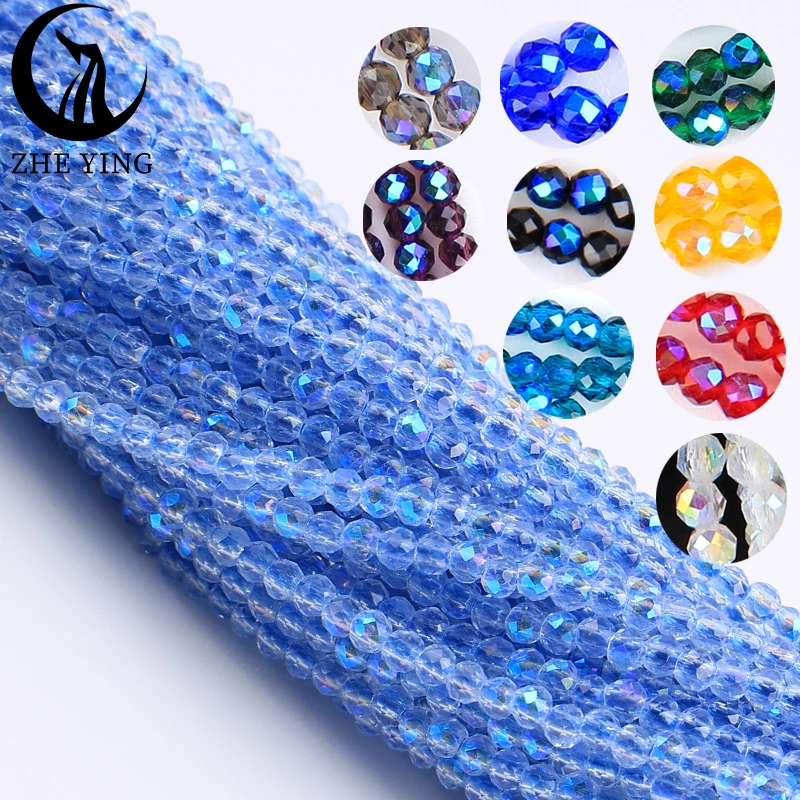 10 Strands Plating AB Crystal Beads Shining Faceted 2mm Small Loose Beads for Bracelet Necklace Making Jewelry Accessories