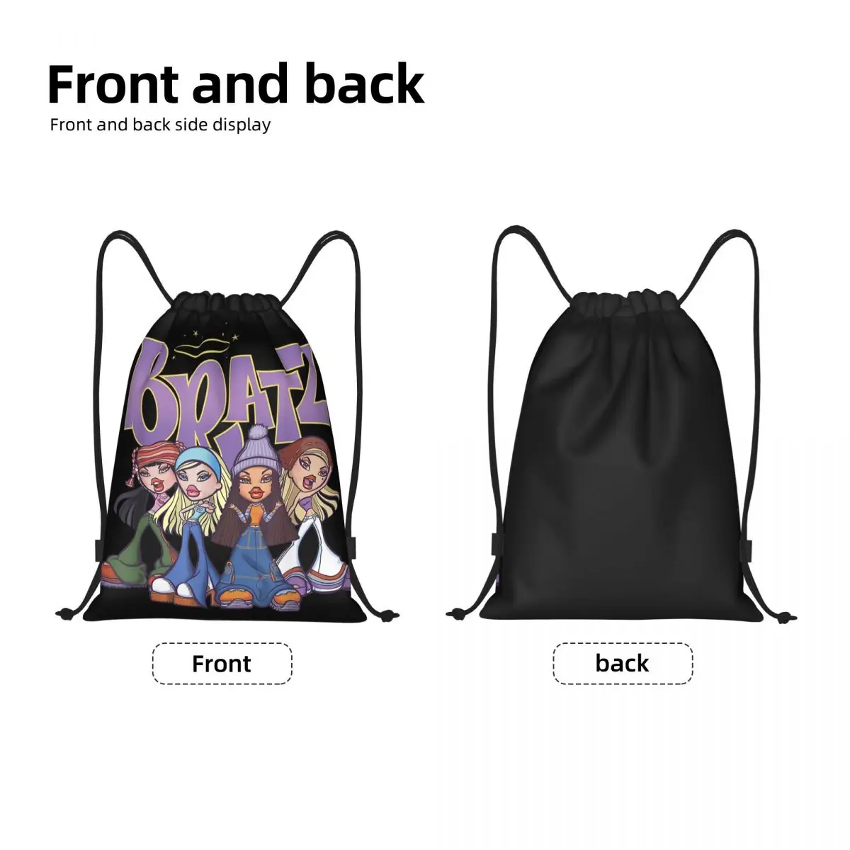 Zaino personalizzato con coulisse per bambola Bratz donna uomo palestra Sport Sackpack pieghevole Cartoon Tv Movie Shopping Bag Sack