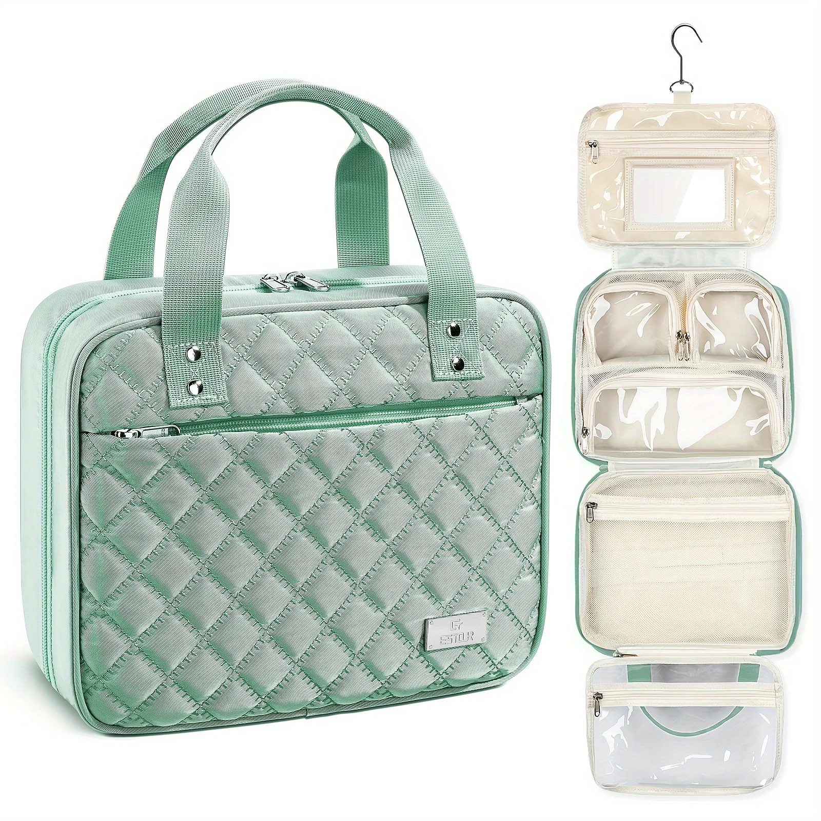 

Ravel Makeup Bag Organizer, Large Toiletry Bag For Women With Detachable Mirror And Transparent Cosmetic Bag, Suitable For Trave