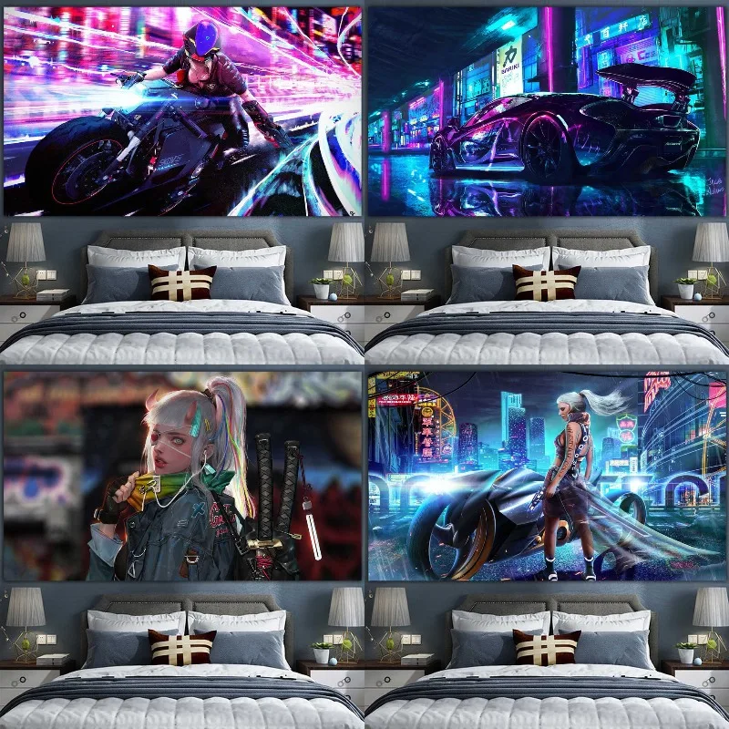 Background of the motorcycle vehicle digital-printed polyester tapestries living rooms bedrooms macrame wall hanging room decor