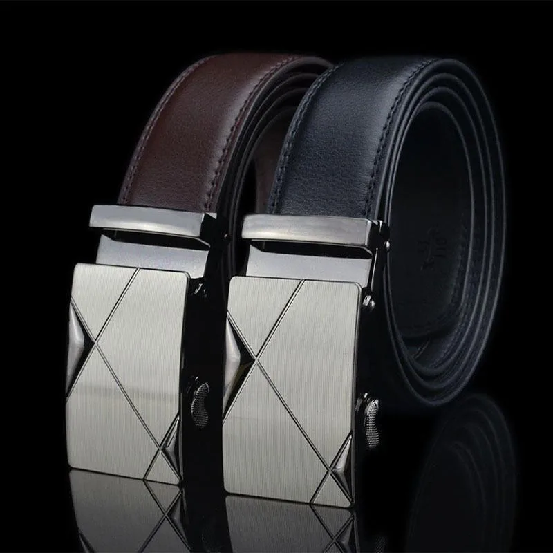 Cintura da uomo premium con fibbia automatica Cintura da lavoro casual - Cintura in pelle slim fit per pantaloni jeans, cintura elegante regolabile