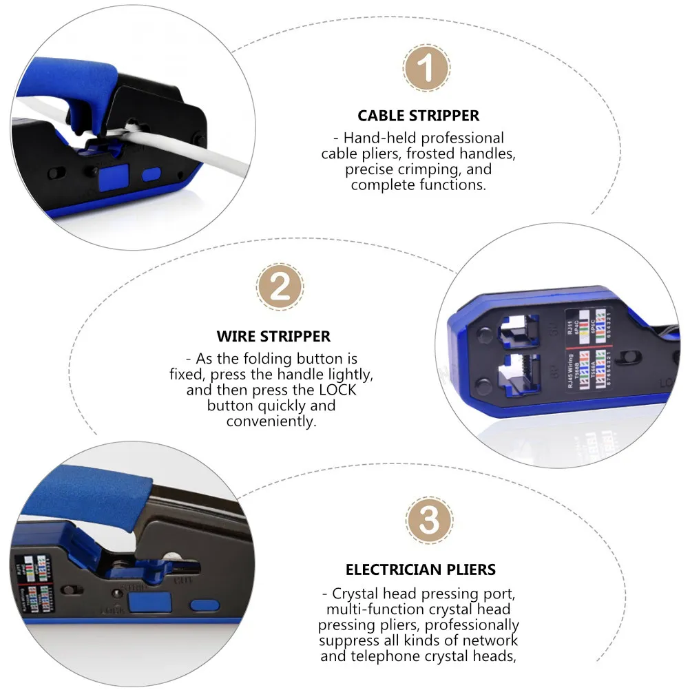 

1 шт. Профессиональный инструмент для обжима сетевых кабелей и зачистки проводов с матовой рукояткой, многофункциональные клещи для электриков