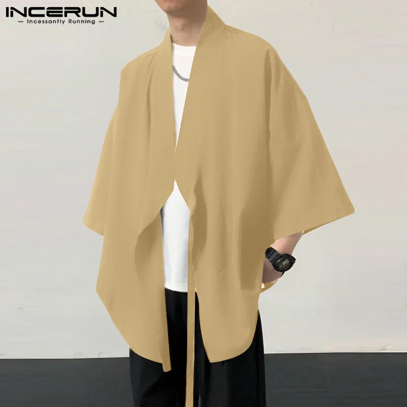 

INCERUN Tops 2024 Korean Style New Men's Solid Simple Loose T-shirts Casual Streetwear Male Hot Sale Long Sleeved Camiseta S-5XL