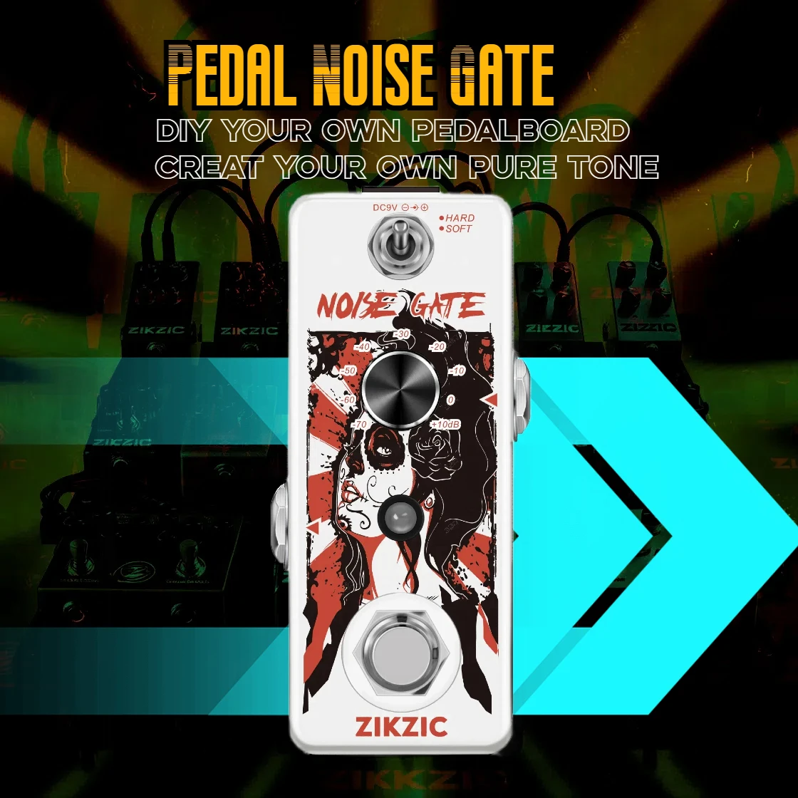 ZIKZIC Guitar Pedals Noise Gate Flanger Equalizer Delay Acoustic Plexion Overdrive Gitona Chorus Metal Distortion Fuzz Rowin