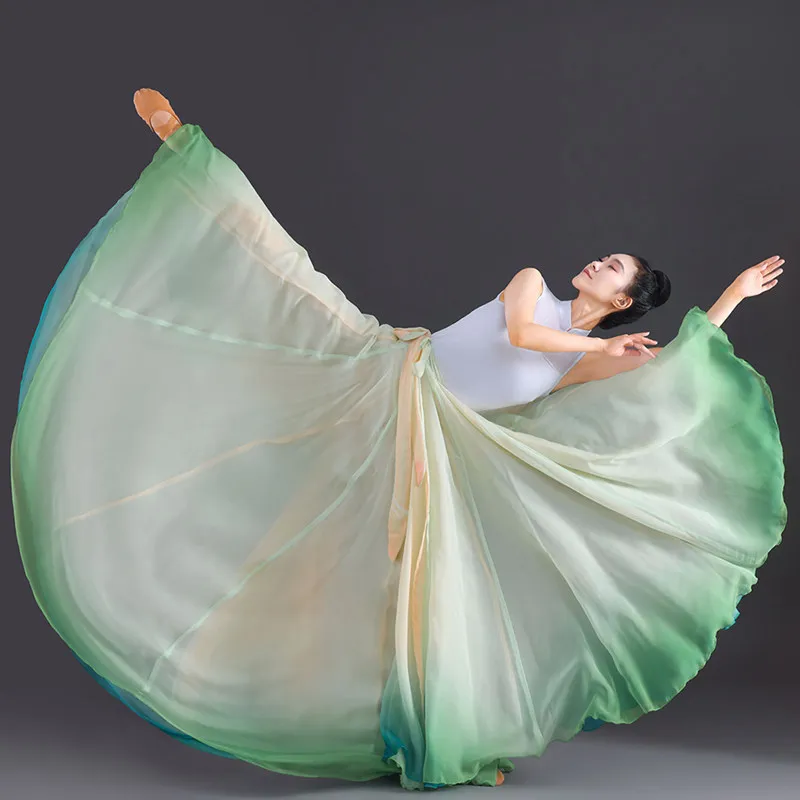 

Юбка для танцевальных выступлений с эффектом 720 градусов, градиентная, на шнуровке, в стиле феи, для женщин, для сценических выступлений, классических танцев и тренировок