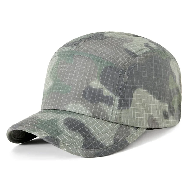 Sommerliche, leichte Baseballkappe mit Karomuster und Tarnmuster für Damen und Herren, ideal für Outdoor-Sportarten und als Sonnenschutz, Sport-Sonnenhut.