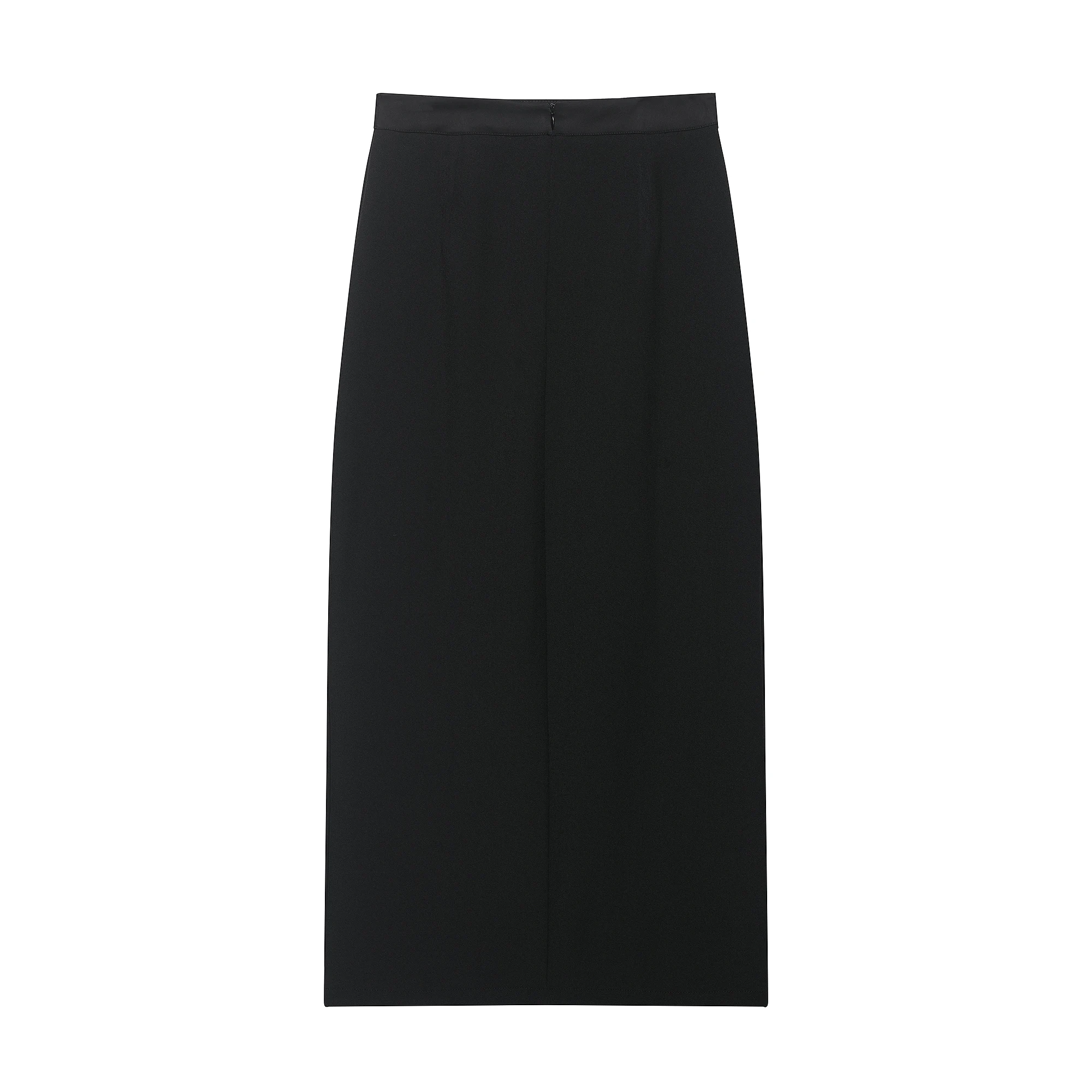 Spring Summer Sexy Black Back Zipper Waist Front Slit Maxi Long Pencil Skirt Women Package Hips Skater Skirts