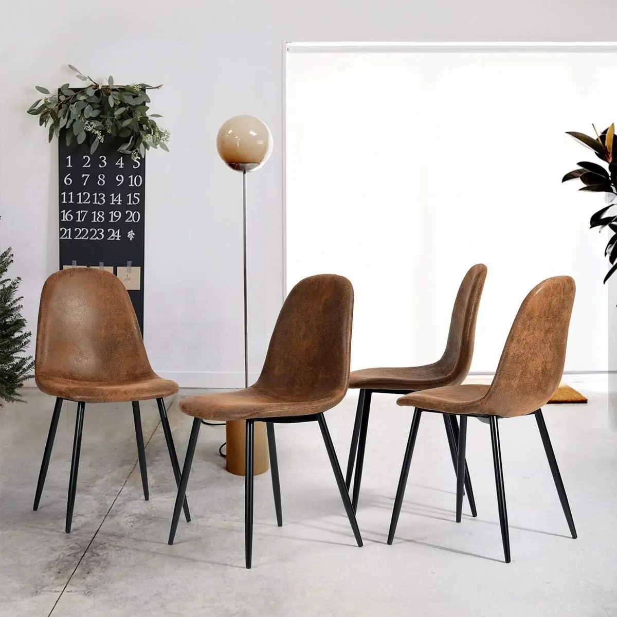 

Dining Chairs Set of 4, Modern Mid-Century Style Dining Room Side Chairs Accent Chairs with Black Metal Legs