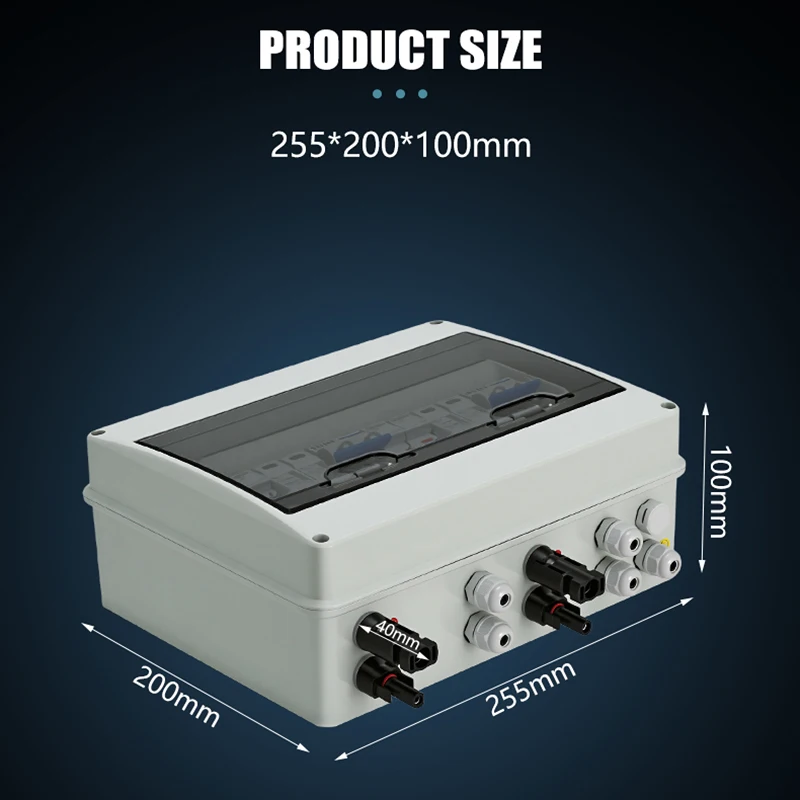 XIONGISolar fotowoltaiczny pojemnik PV z ochroną odgromową 2 wejścia 2 wyjścia DC 600V MCB SPD 1000VFuse Wodoodporna skrzynka IP65 — zdjęcie 6