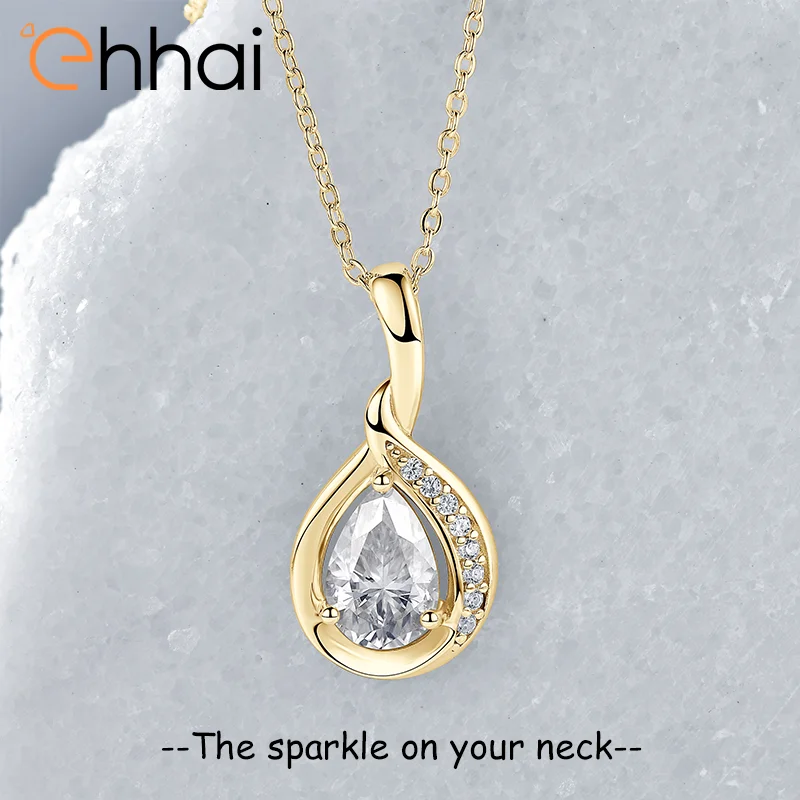 

Ehhai Pear Cut Moissanite Water Drop Pendant Necklace Chain for Women 925 Sterling Silver Fine Neck Jewelry Wedding Gifts Choker
