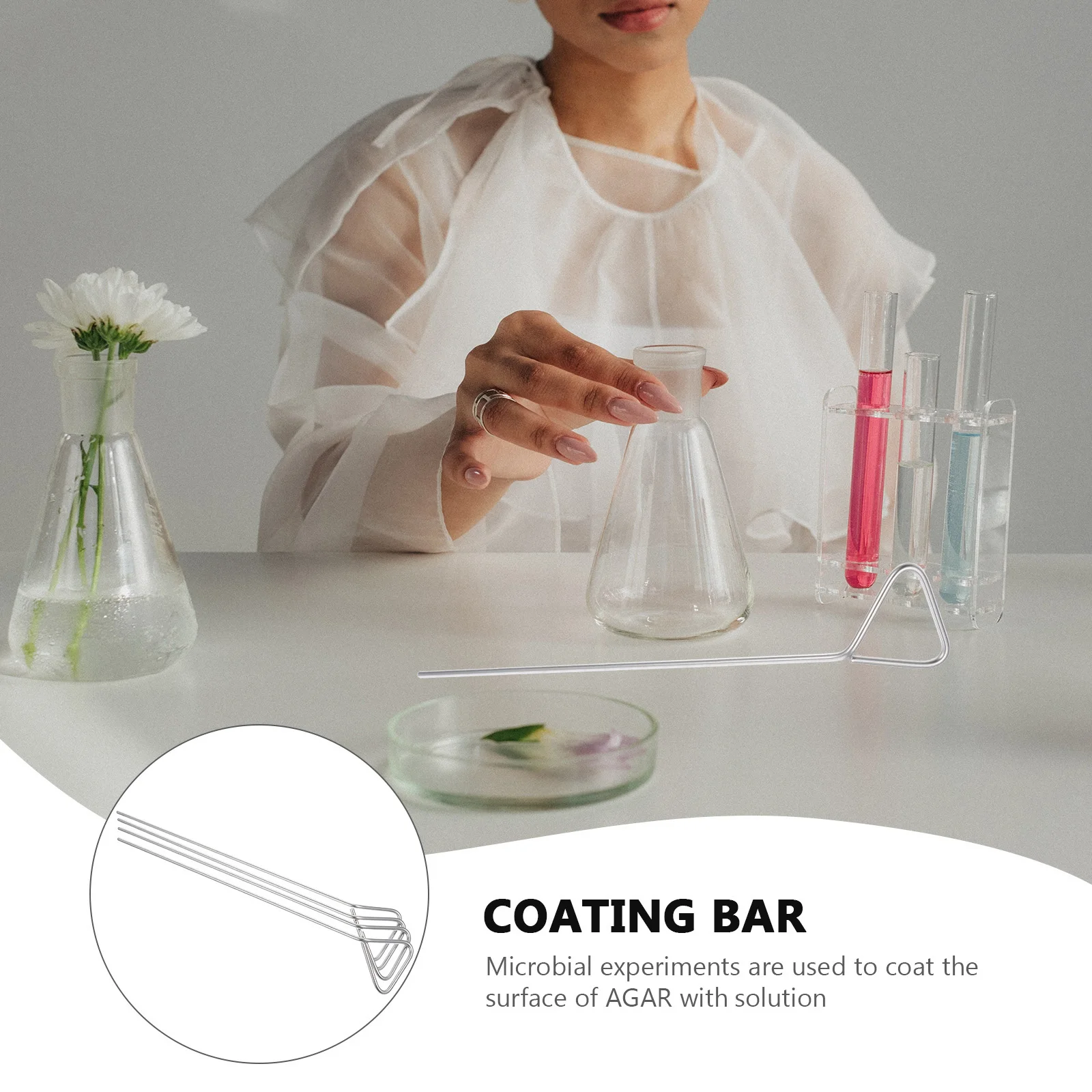 

4pcs Stainless Coating Rod Laboratory Accessories Triangle Spreader Lab Tool Cell Experiment Teaching Petri Dish Accessories