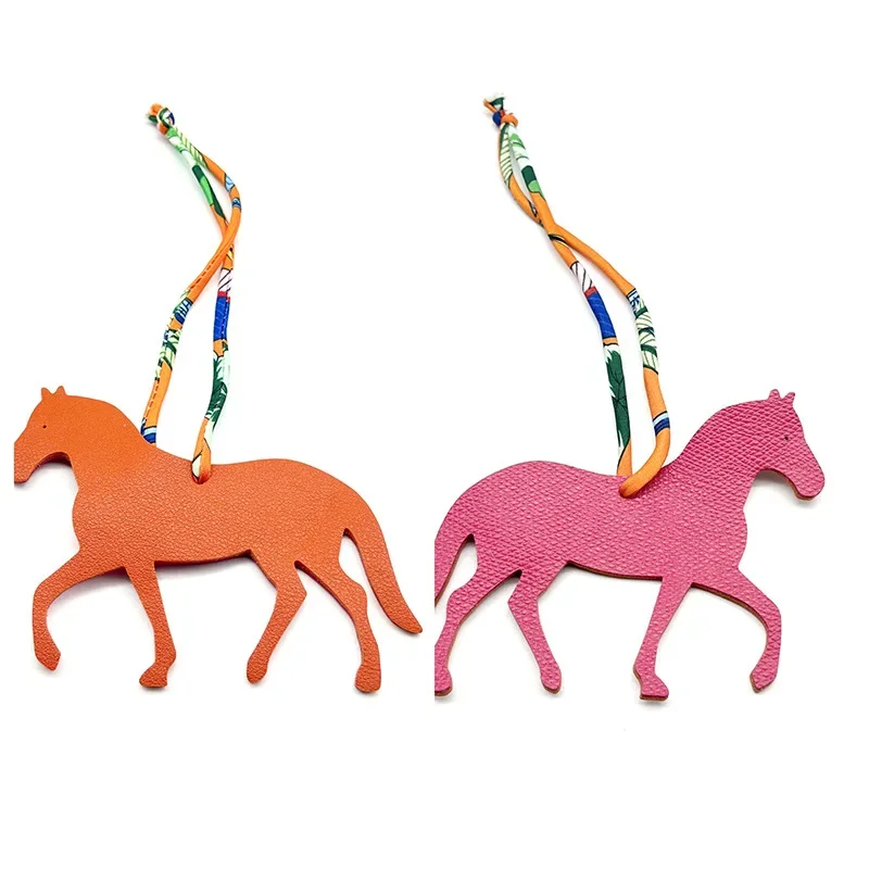 Trendy PU Leather Rocking Horse Keychain Cartoon Animal Pendant Key Ring Charm Women Bag Decoration Accessories