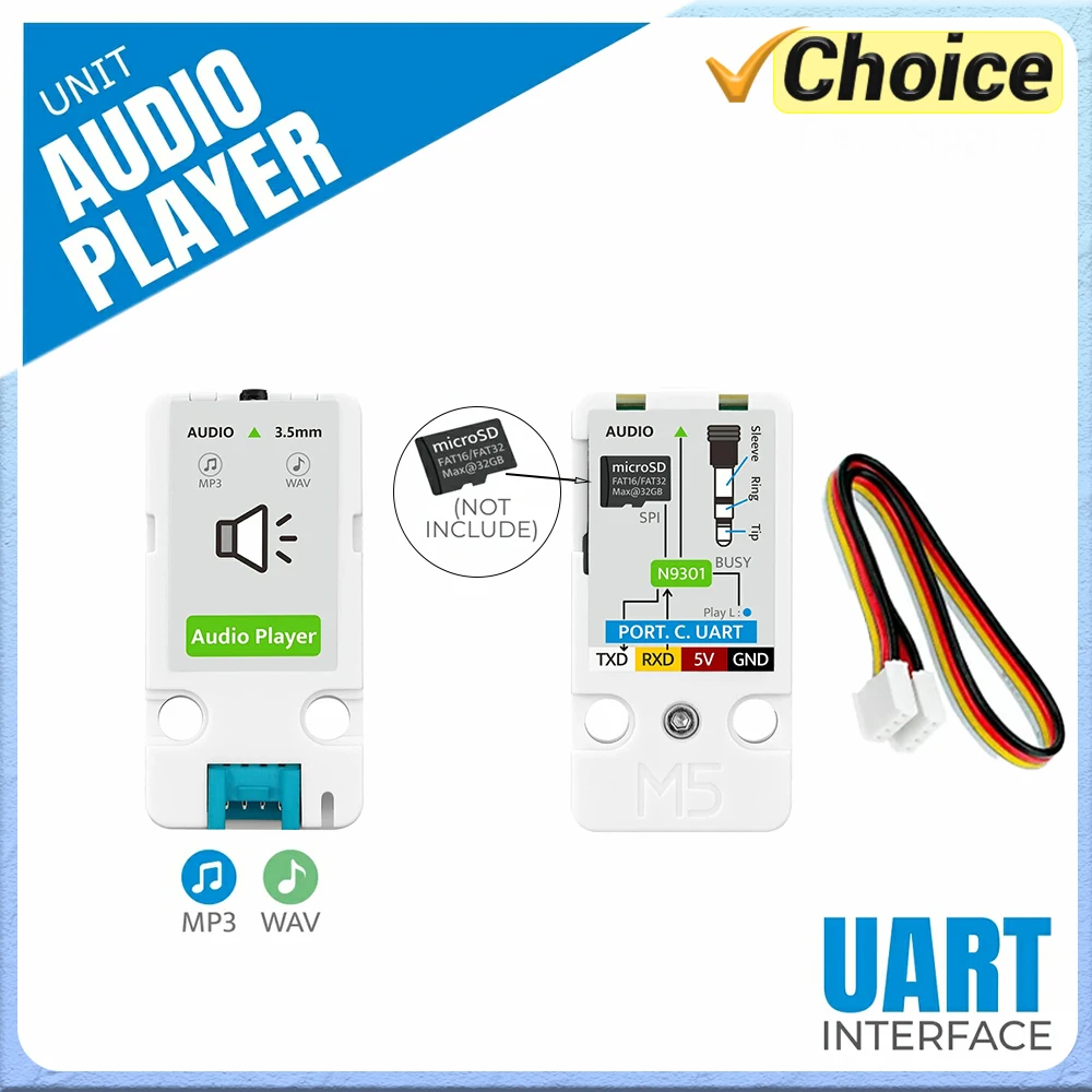 

Original M5Stack Unit Audio Player MP3/WAV Audio Player Unit N9301 for smart voice interaction devices