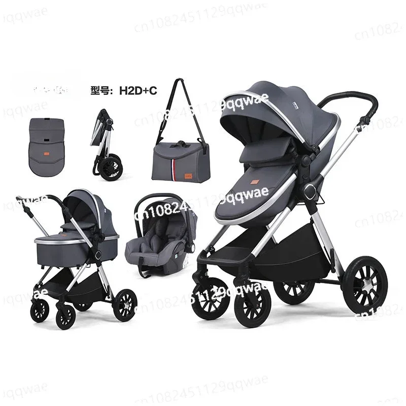 Folding Baby Stroller with Cradle, 3 in 1 Pram for Kids, Ride on Car, Outside Pushchair, Travel System, Hot Selling, Wholesale