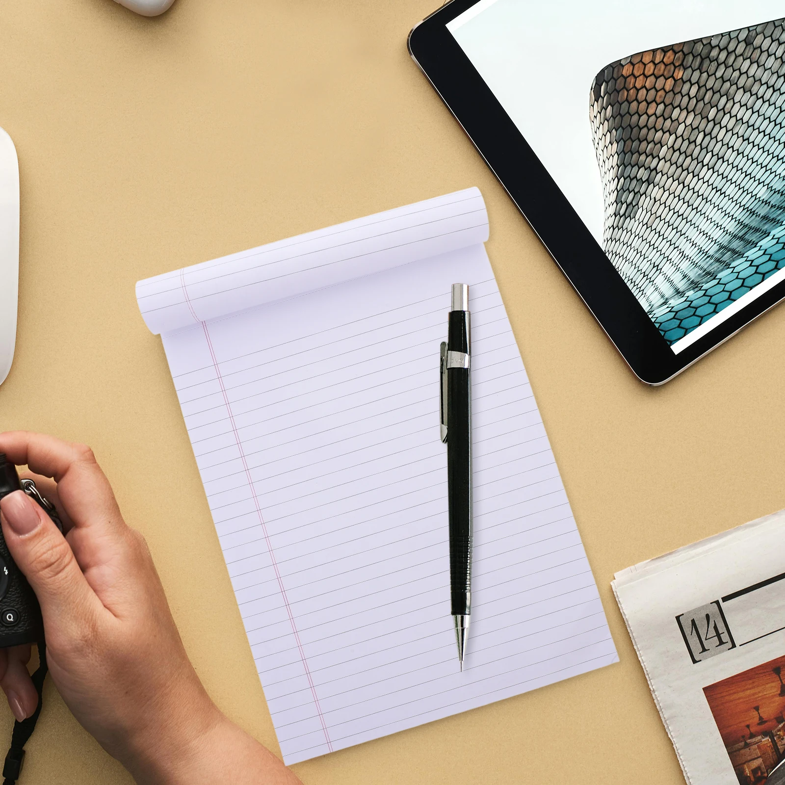 

4Pcs A4 Notepad Smooth Writing Tear-Off Lined Paper Pad Portable Office School Planner Memo for Journal Time