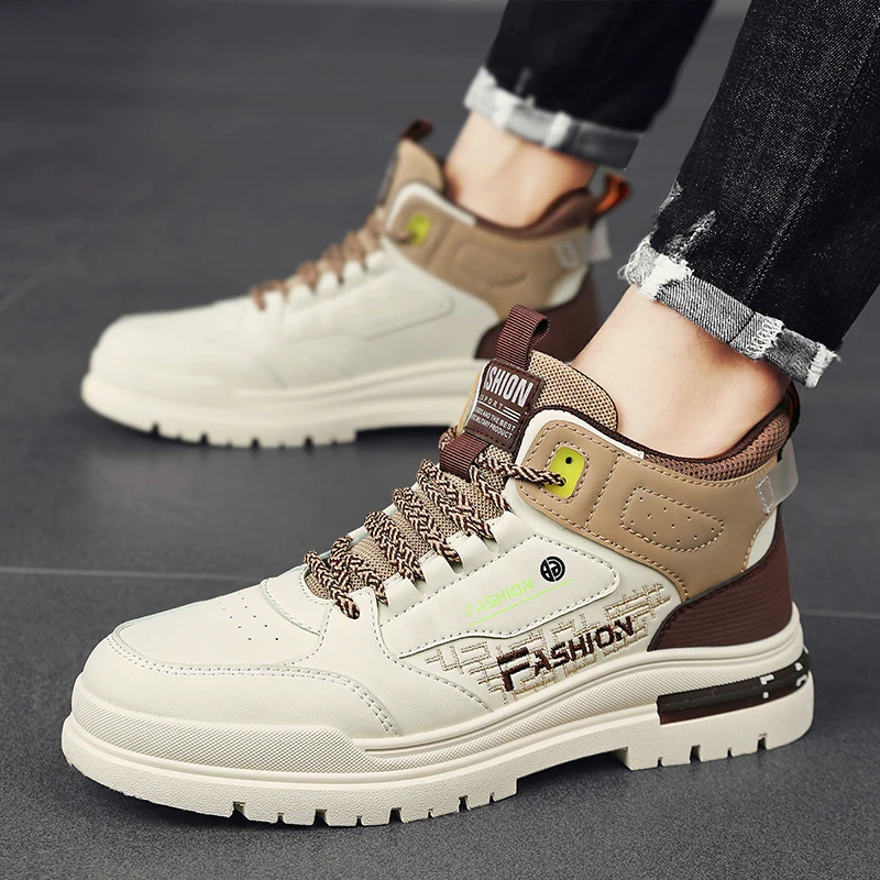 Schoenen Voor Heren Heren Casual Sneakers Hoge Outdoor Trendy All-Match Laarzen Herfst Winter Mode Populaire Anti-Wear Schoen