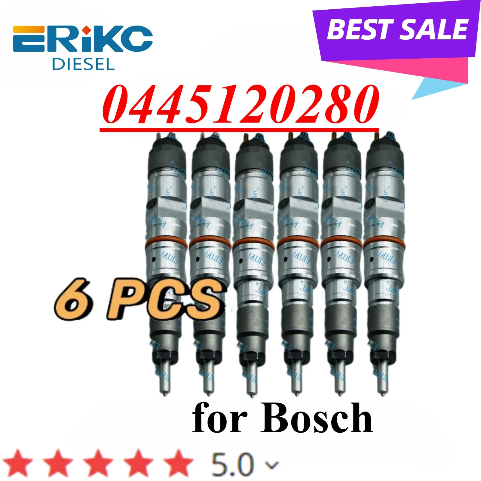 6PC 0445120280 Diesel Common Rail Fuel Injector 0 445 120 280 Injection Nozzle for Bosch FUTON CUMMNS 150T1