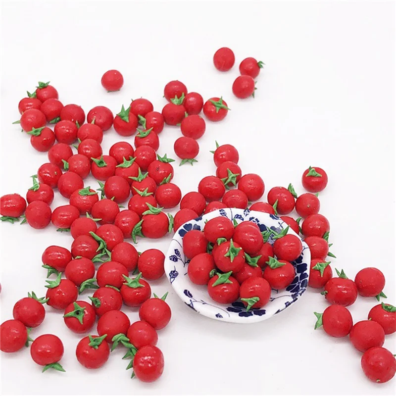 10Pcs Clay 1:12 Scale Dollhouse Fruit Food Vegetables Miniature Tomato for Doll Kitchen Toys