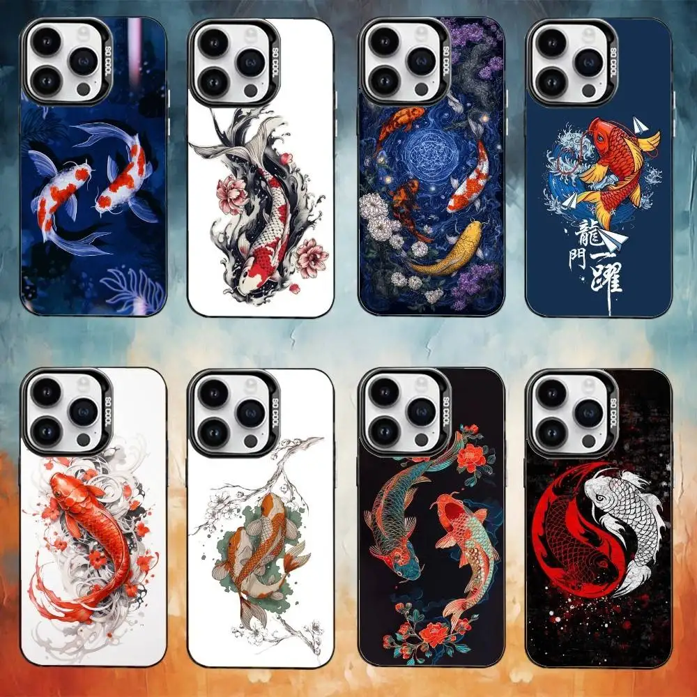 

Art Fish Koi Carp Phone Case Color Silver Shell For IPhone 17 16 15 14 13 12 11 Pro Max Plus