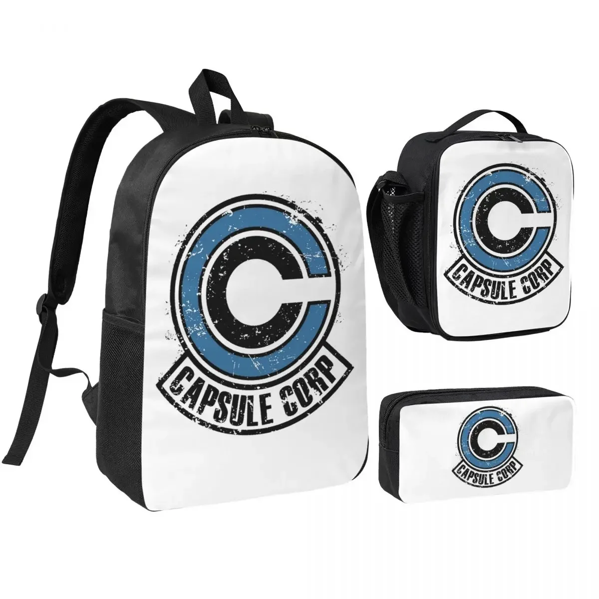 Capsule Corp Logo Backpack Student Boys Girls BookBag School Bag Laptop Shoulder Bags 3ps Insulated Lunch Bag Pencil Case